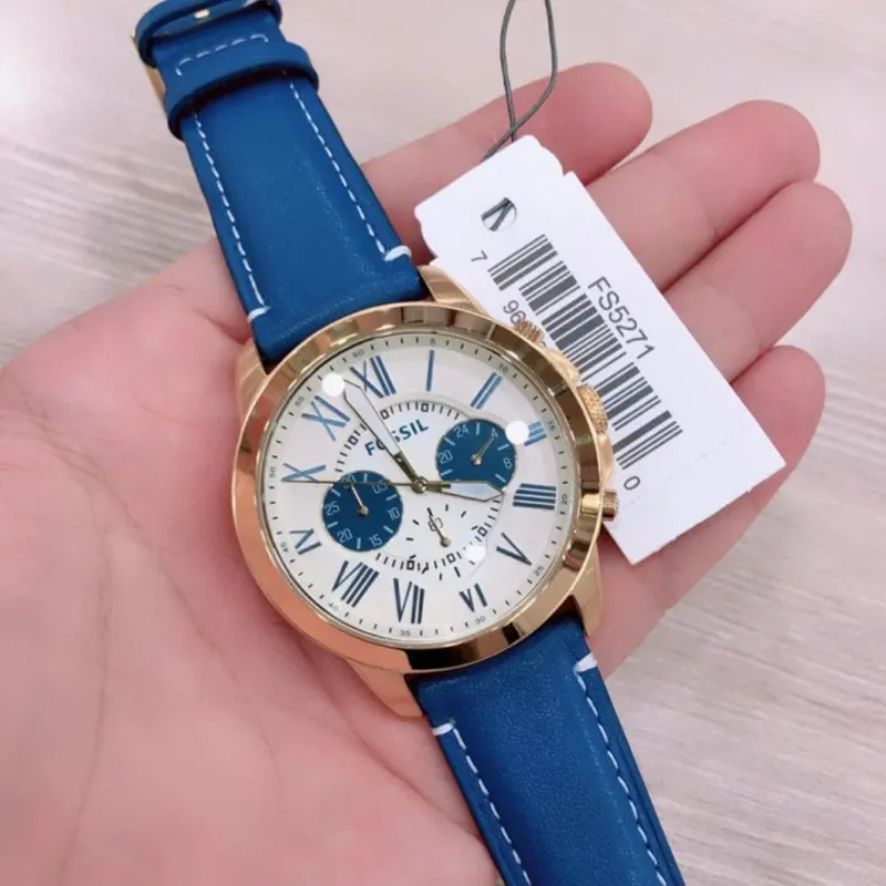 Fossil Grant Chronograph Cream Blue Panda Dial Men's Watch- FS5271